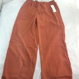 French Laundry Burnt Orange Palazzo Wide Leg Drawstring Pants Women's Medium NWT